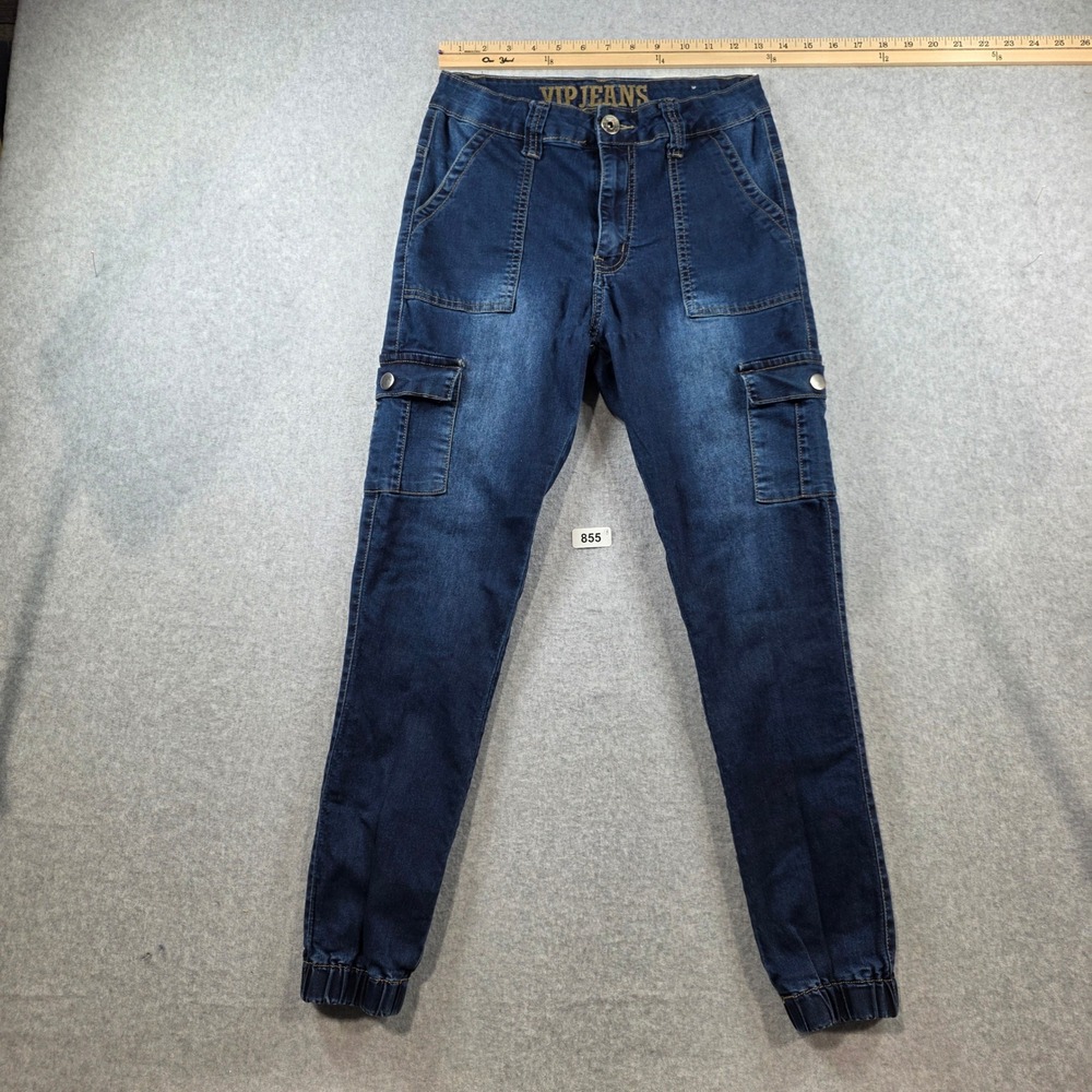 VIP Jeans Womens Dark Wash Cargo Jogger Denim Pants Slim Fit Utility Size 5/6‎